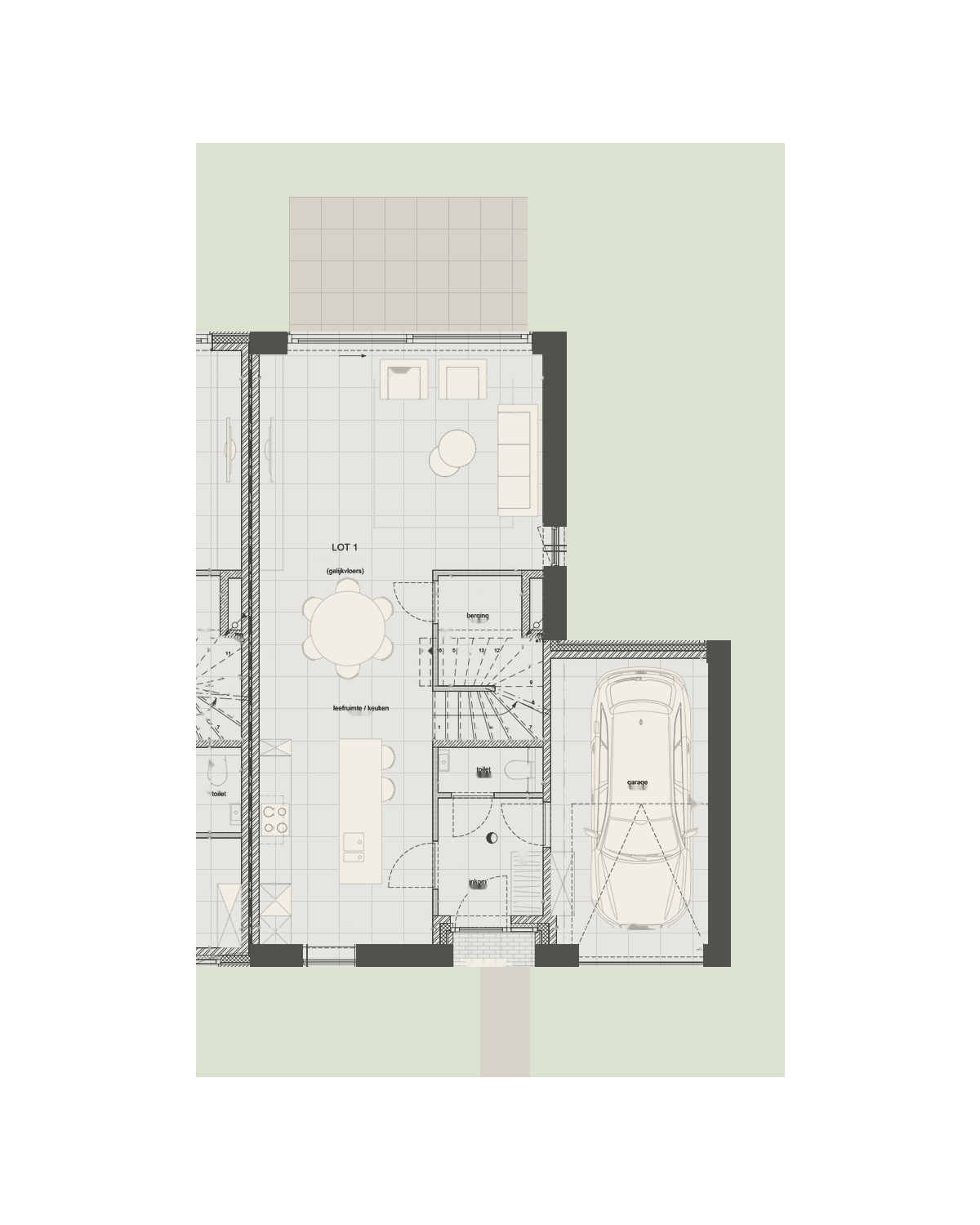 Plattegrond woning 1, gelijkvloers